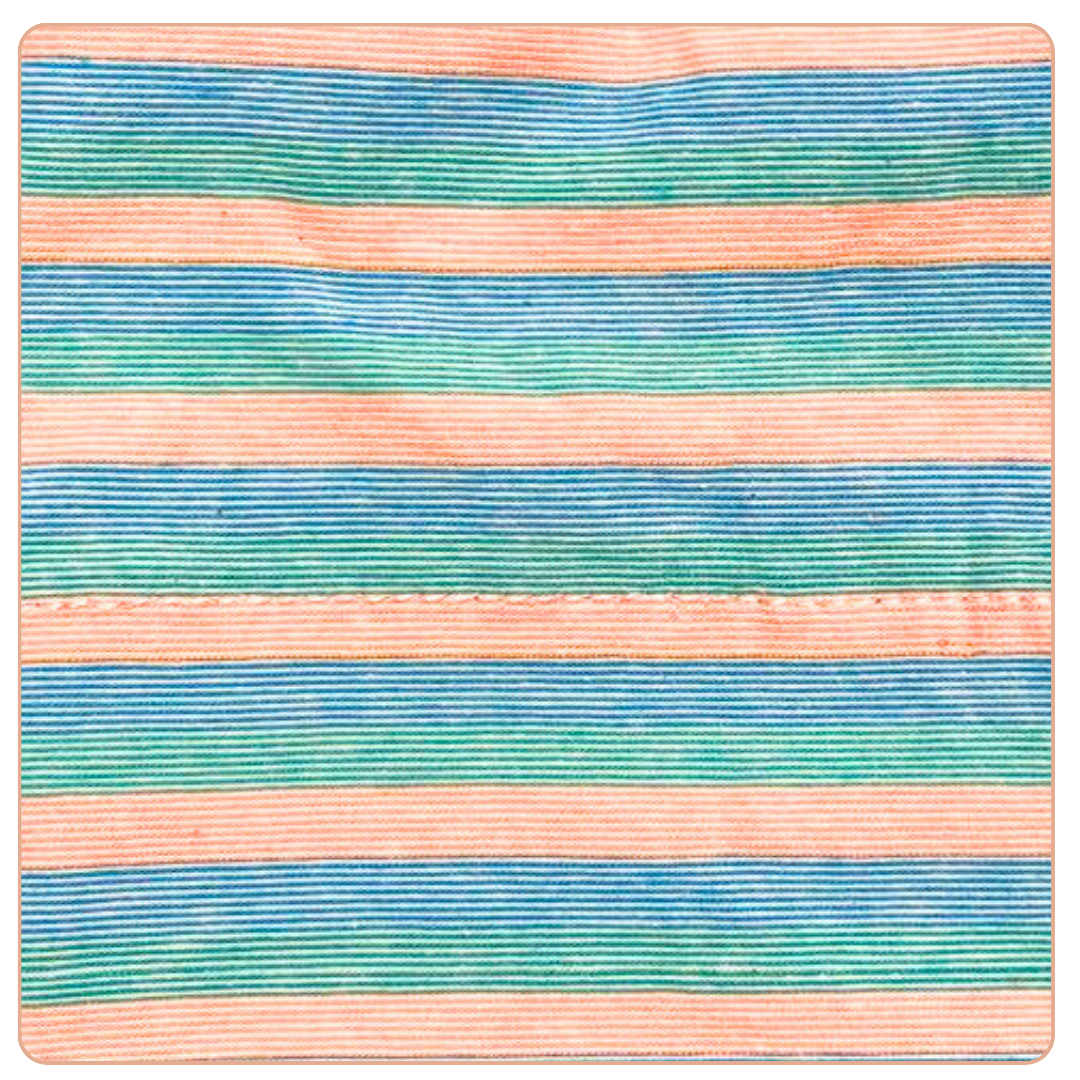 tela mimosuit de rayas verde azul y peach