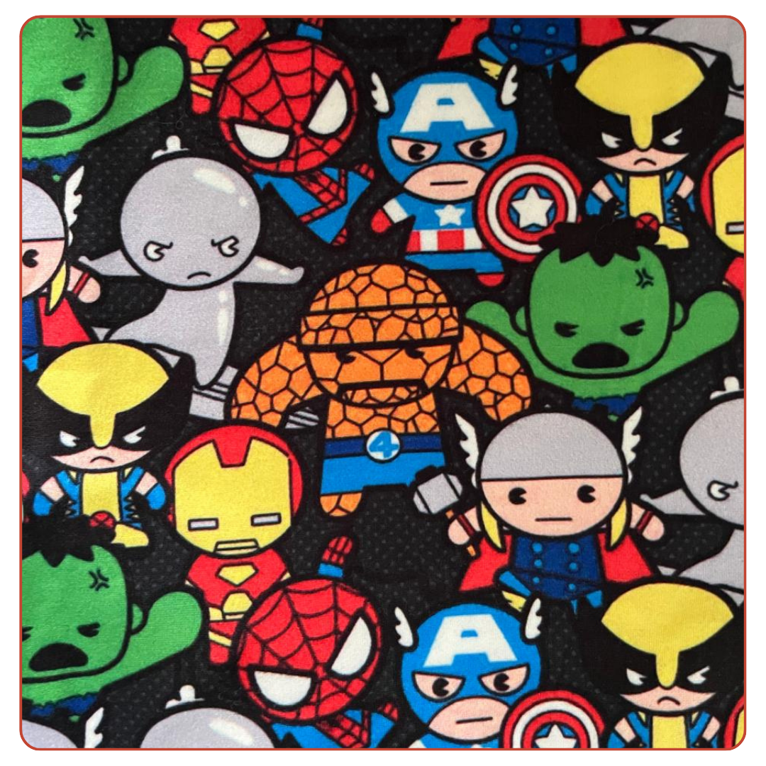 tela mimosuit de super heroes